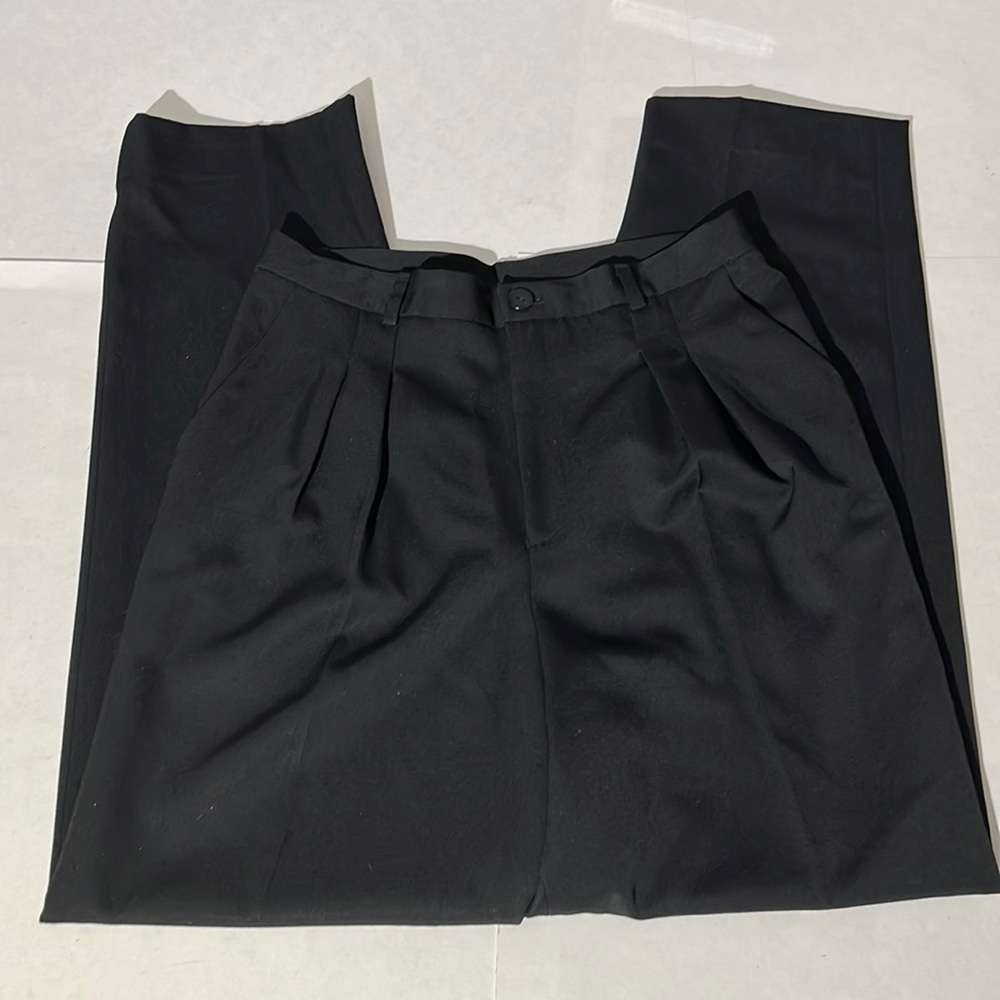 Linda Richards VINTAGE 100% pure wool black pleated trousers pants sz 10